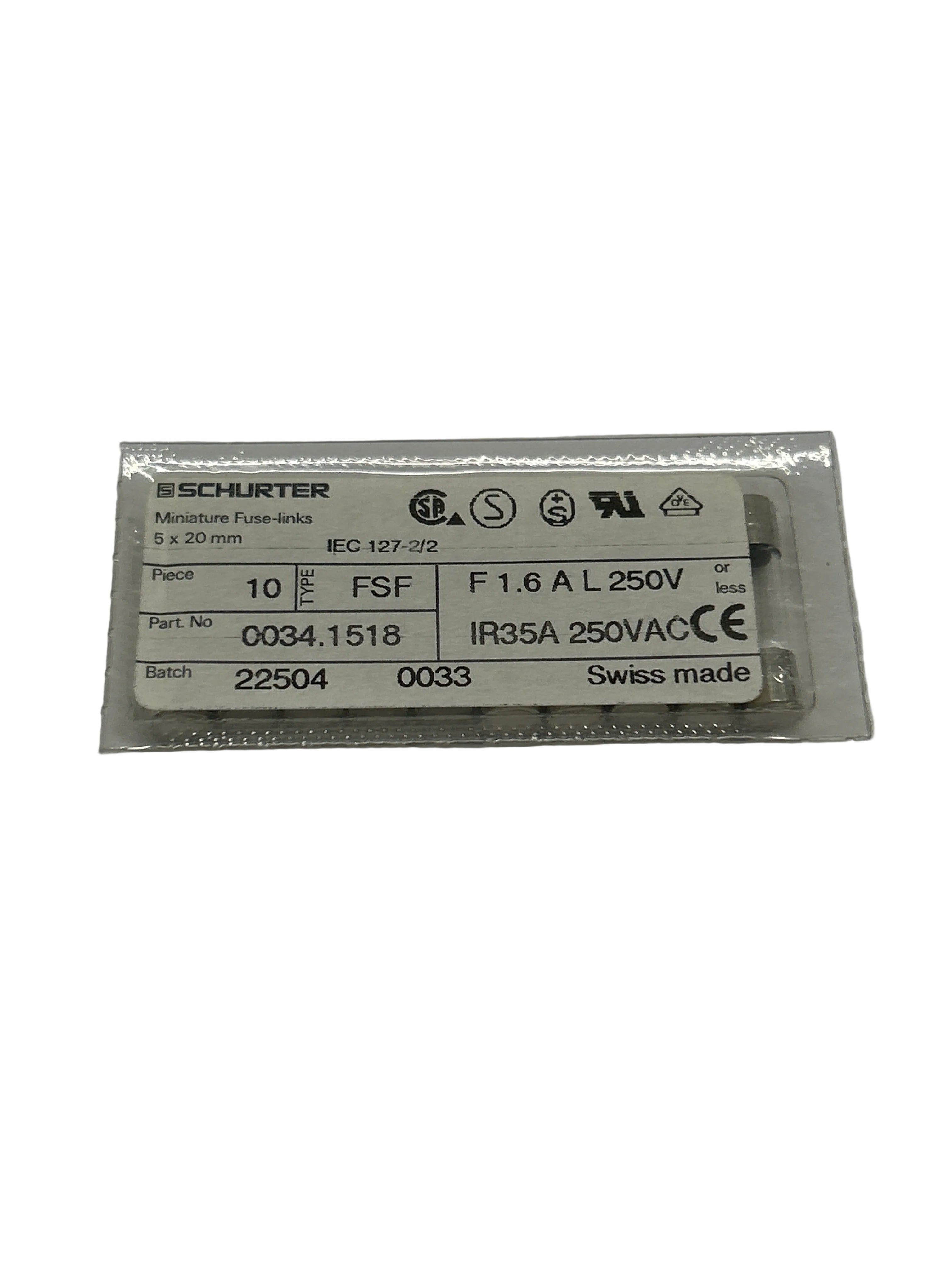 Mycronic Fuse Quick 1.6A 20mm E-041-0049
