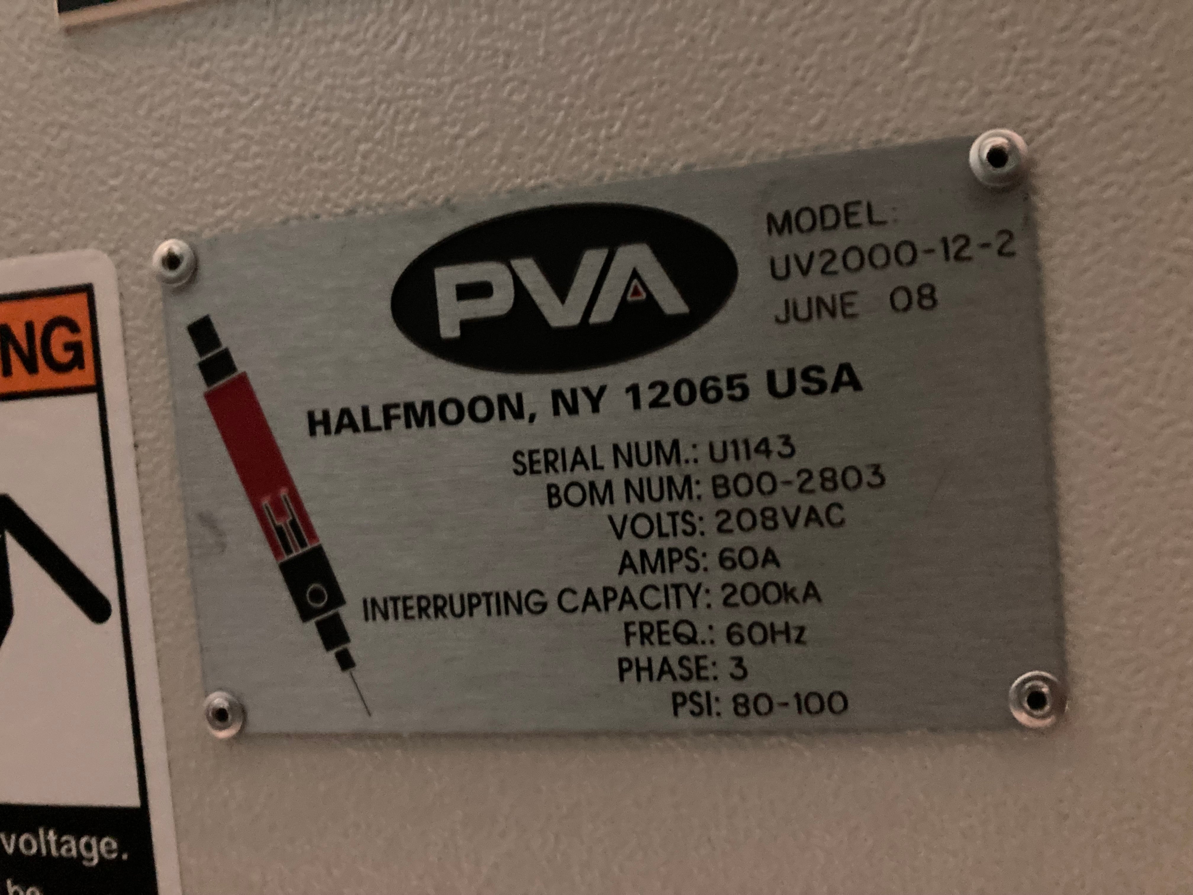 2008 PVA UV2000-12-2 In-Line UV Curing Oven