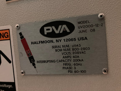 2008 PVA UV2000-12-2 In-Line UV Curing Oven